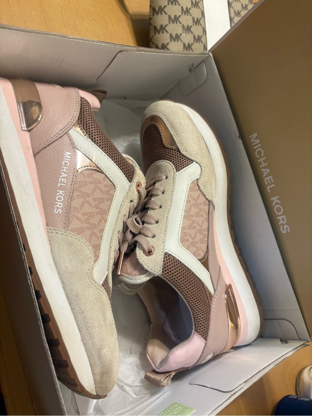 Michael Kors Blush, Cream & Tan Logo-Detail Runner Sneakers